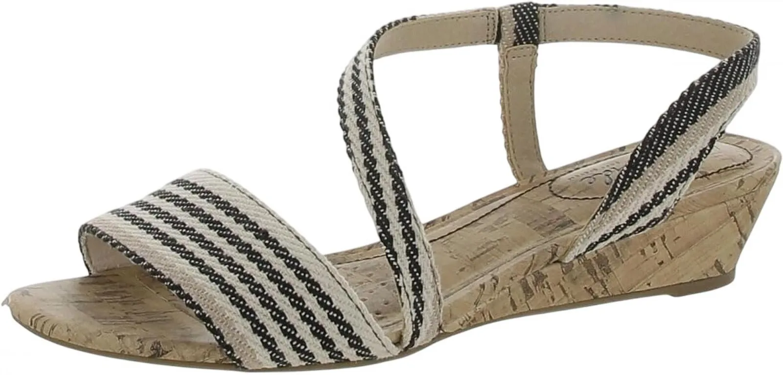 Lifestride Yasmine MISMATCH PRINT Cork Wedge Sandals Natural Multi Brown 6W