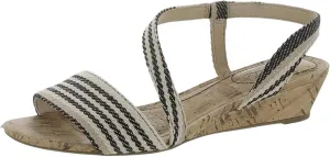 Lifestride Yasmine MISMATCH PRINT Cork Wedge Sandals Natural Multi Brown 6W