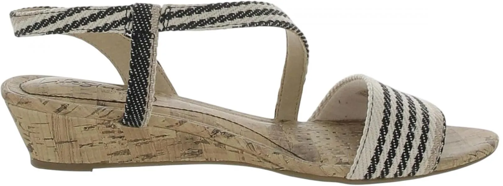 Lifestride Yasmine MISMATCH PRINT Cork Wedge Sandals Natural Multi Brown 6W