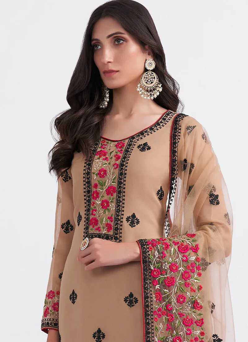 Light Brown Multi Embroidery Festive Salwar Kameez