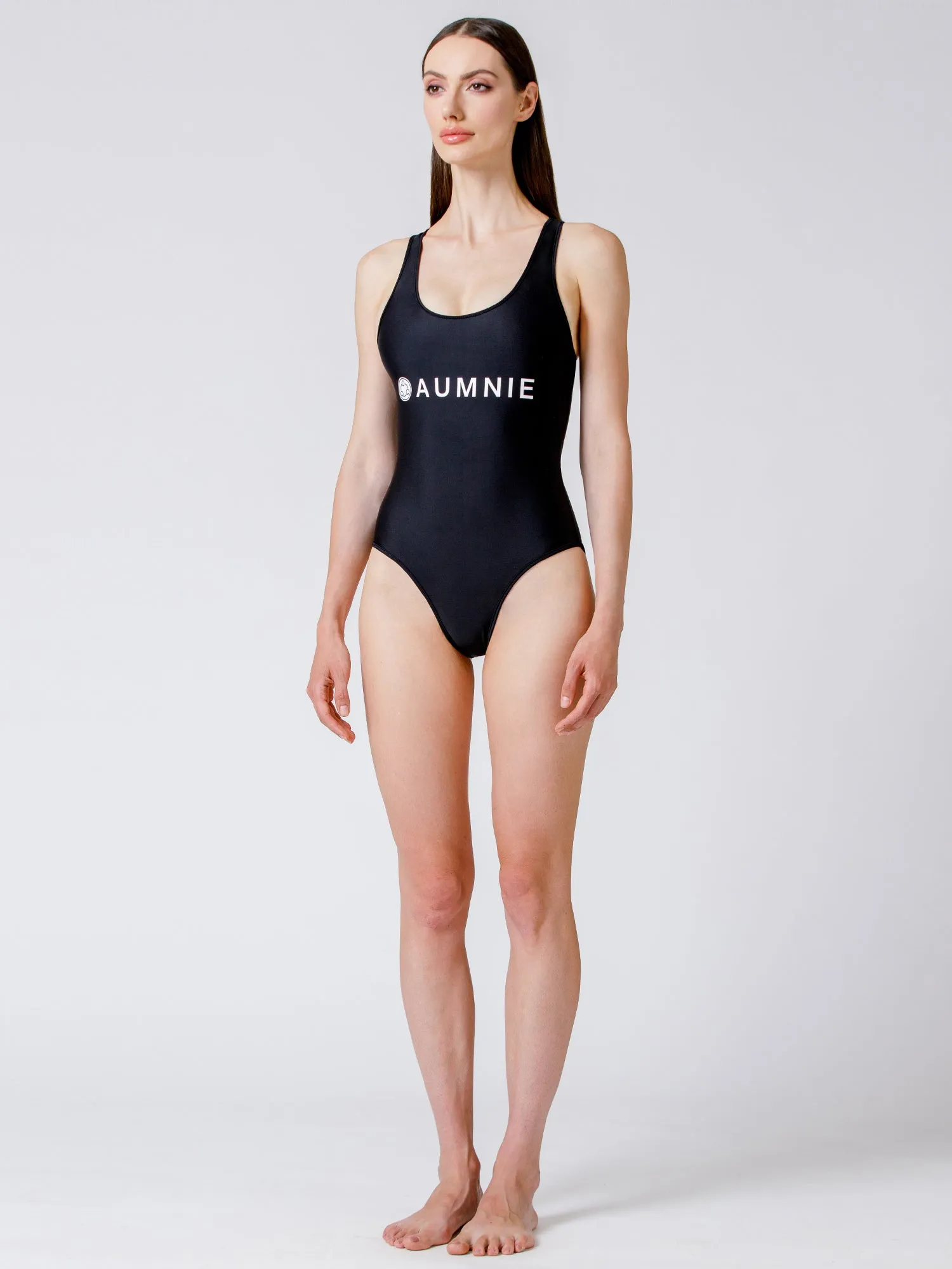 LOGO CLASSIC RACERBACK ONE-PIECE SWIMSUIT, BLACK
