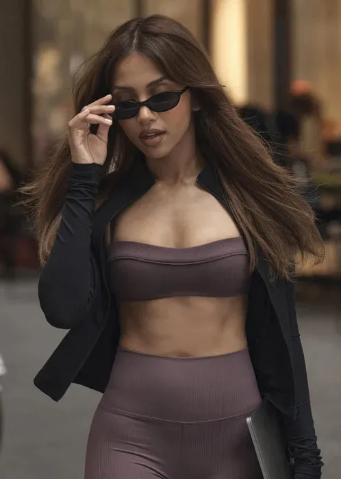 Lorna Jane Irresistible Luxe Rib Sports Bra - Amethyst Shadow