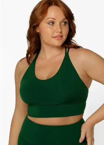 Lorna Jane Lotus Longline Sports Bra - Dark Green
