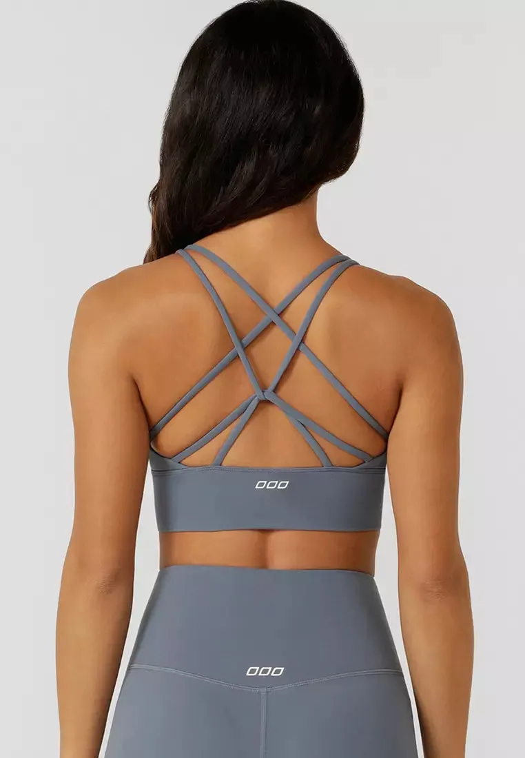 Lorna Jane Lotus Longline Sports Bra - Powder Grey
