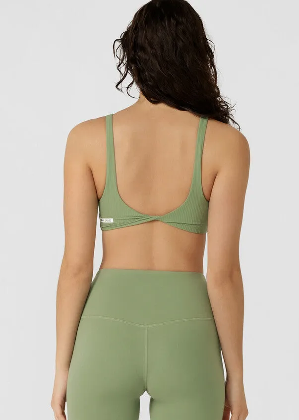 Lorna Jane Reform Rib Sports Bra - Green Goodness