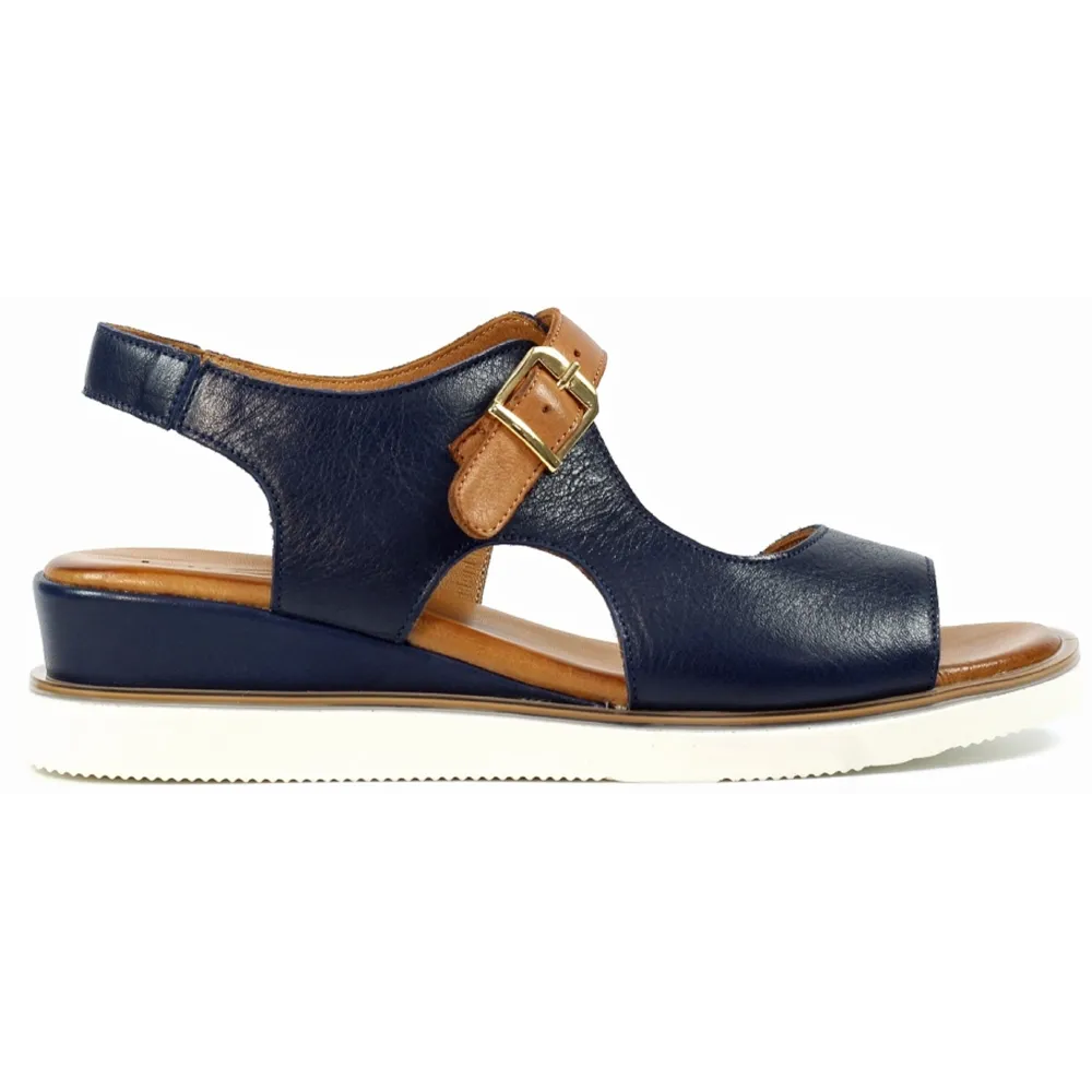 Lunar Spring Navy Leather  Wedge Sandals