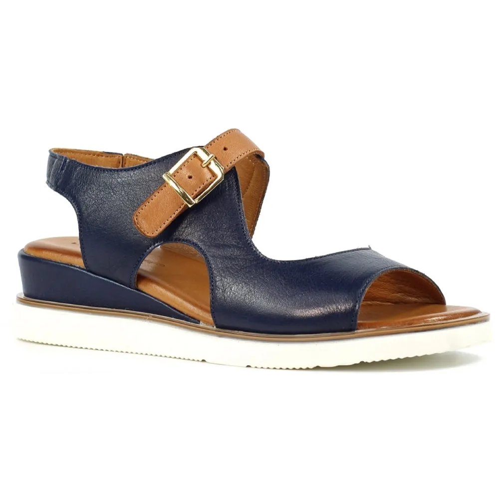Lunar Spring Navy Leather  Wedge Sandals
