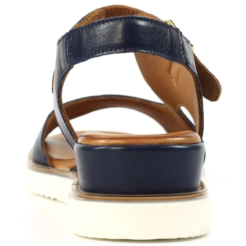 Lunar Spring Navy Leather  Wedge Sandals