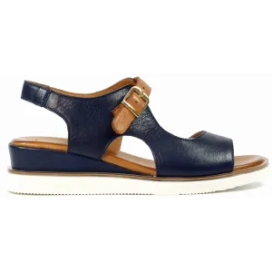 Lunar Spring Navy Leather  Wedge Sandals