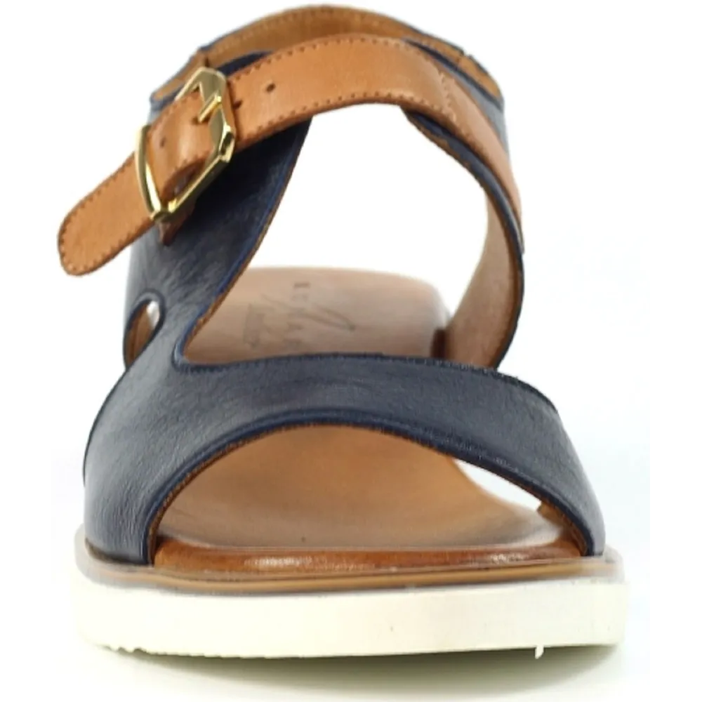 Lunar Spring Navy Leather  Wedge Sandals