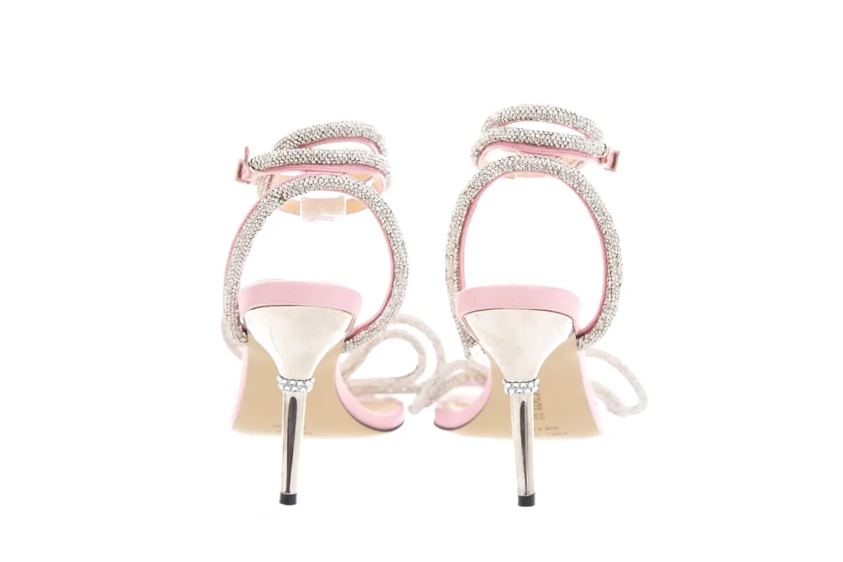 Mach & Mach Pink Satin & Crystal Bow Heels SZ 39