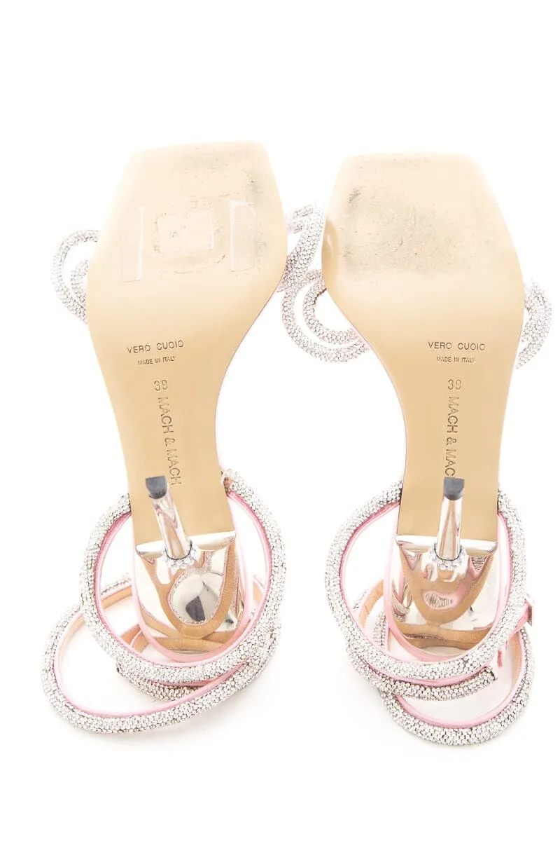 Mach & Mach Pink Satin & Crystal Bow Heels SZ 39