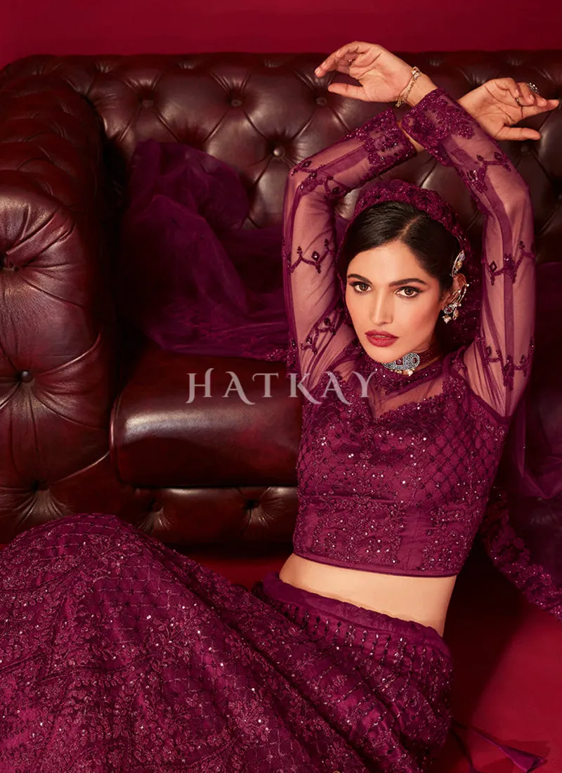 Magenta Embroidery Lehenga Choli