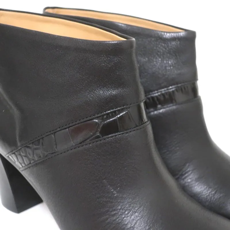 Maison Martin Margiela Booties Black Croc-Trim Leather Size 38 NEW