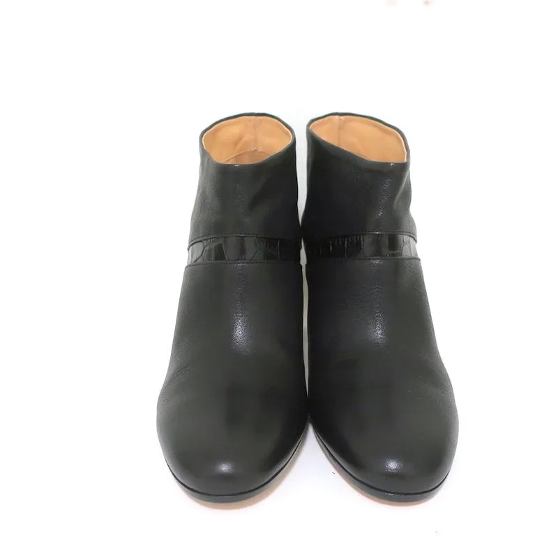 Maison Martin Margiela Booties Black Croc-Trim Leather Size 38 NEW