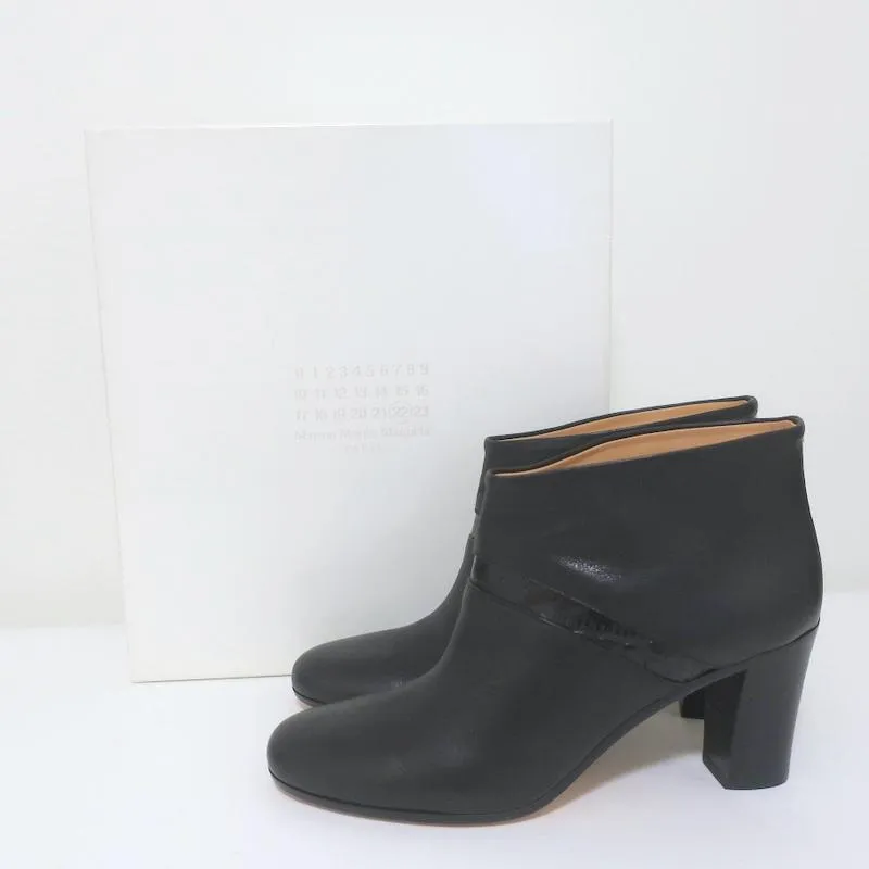 Maison Martin Margiela Booties Black Croc-Trim Leather Size 38 NEW