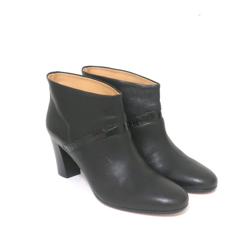Maison Martin Margiela Booties Black Croc-Trim Leather Size 38 NEW