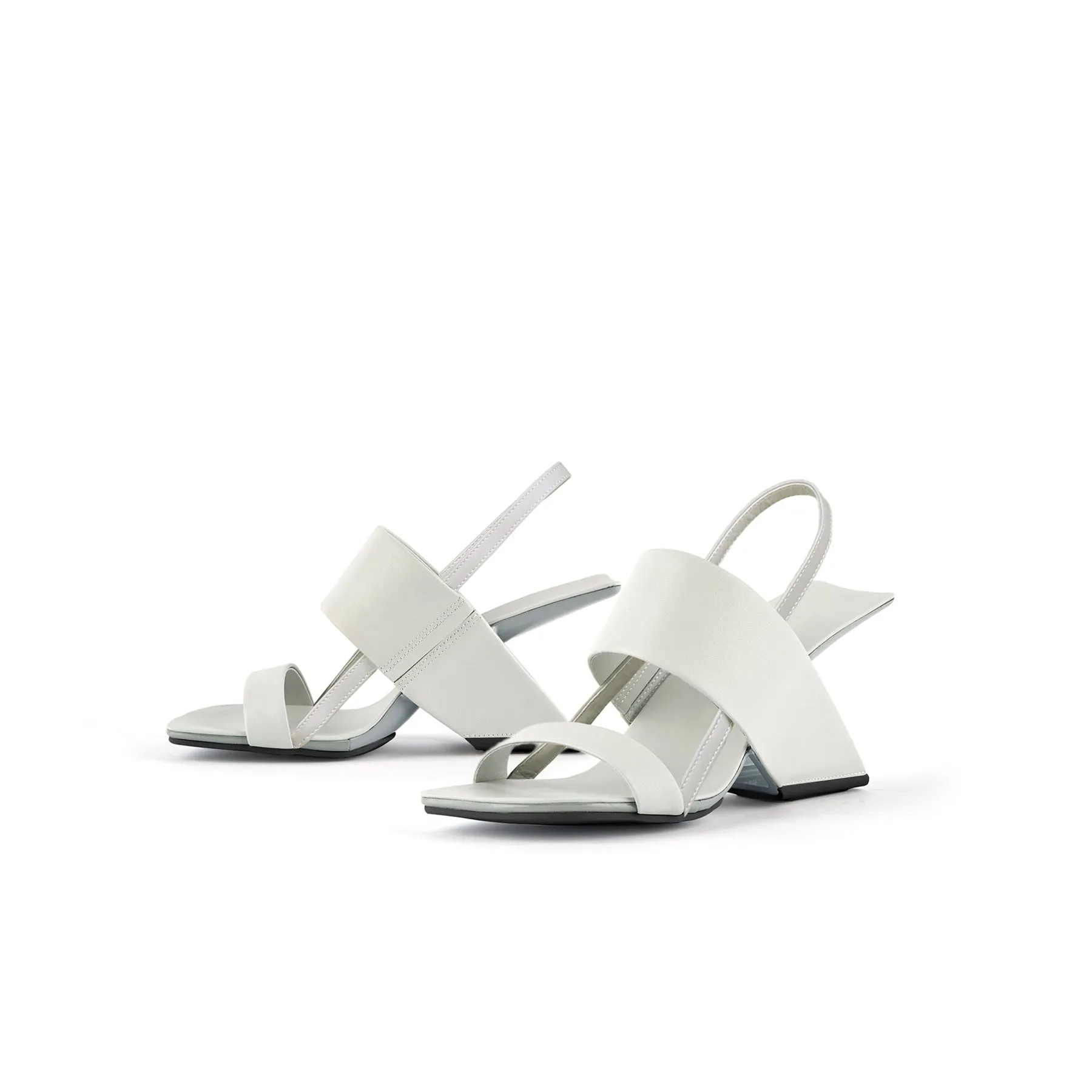 Mallina Strap Leather Heel Sandal - Ivory