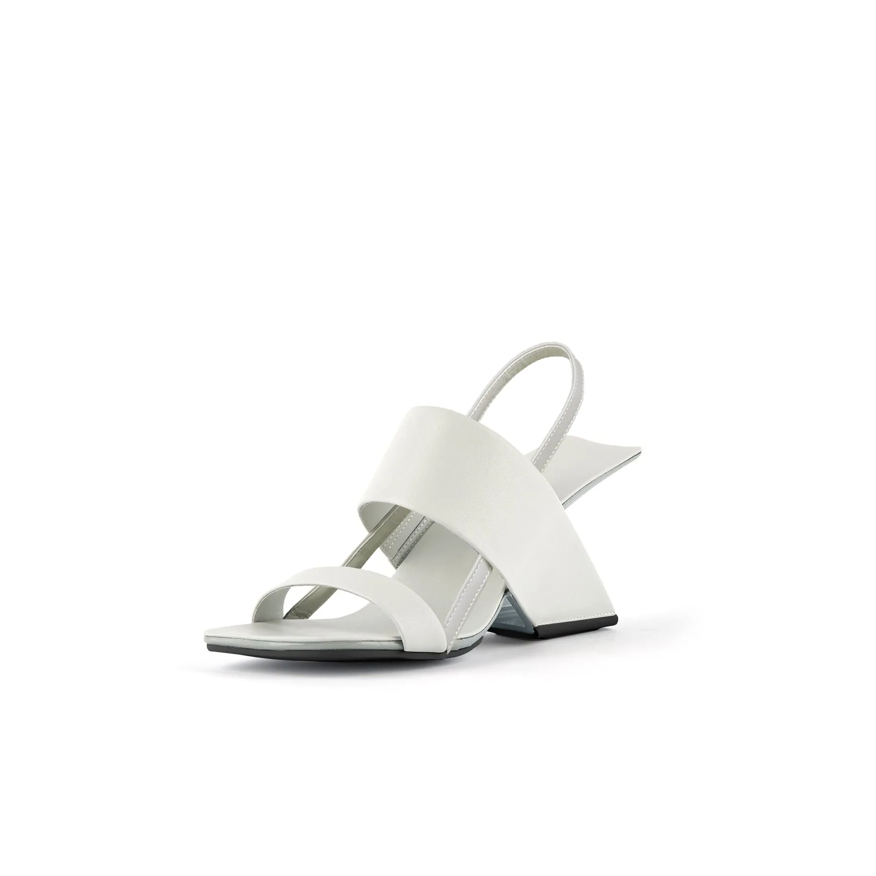 Mallina Strap Leather Heel Sandal - Ivory