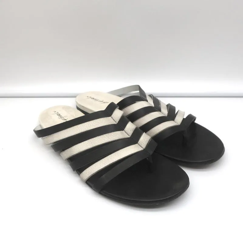 Marsell Strappy Slide Sandals Zeppella Black & White Leather Size 37.5