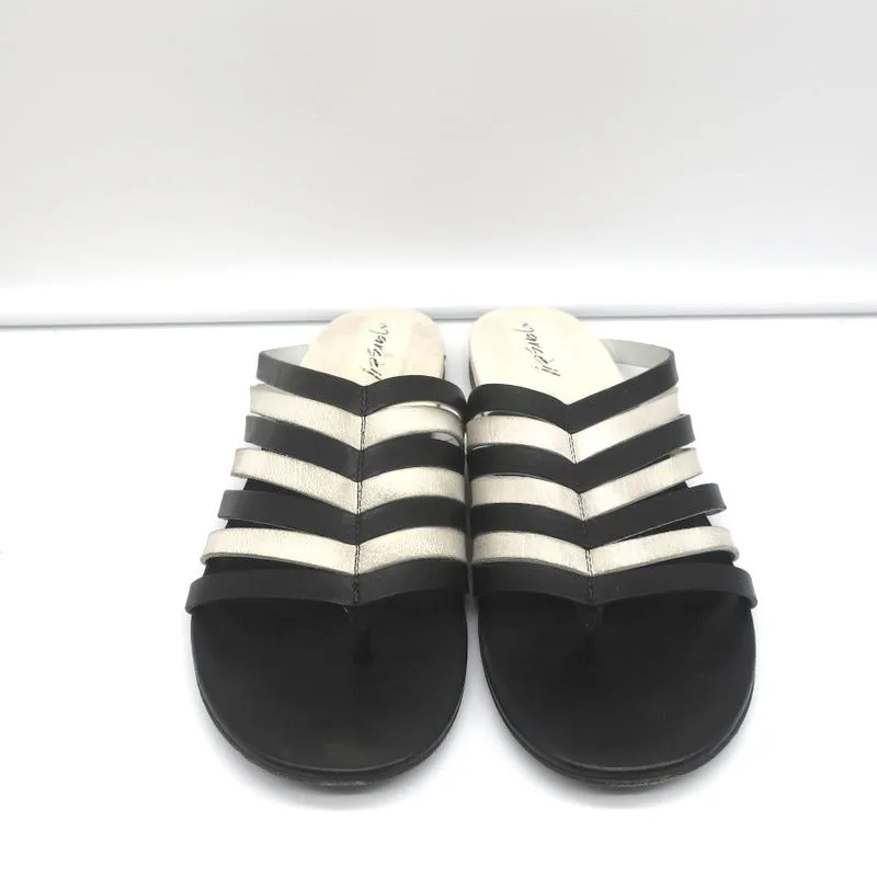 Marsell Strappy Slide Sandals Zeppella Black & White Leather Size 37.5