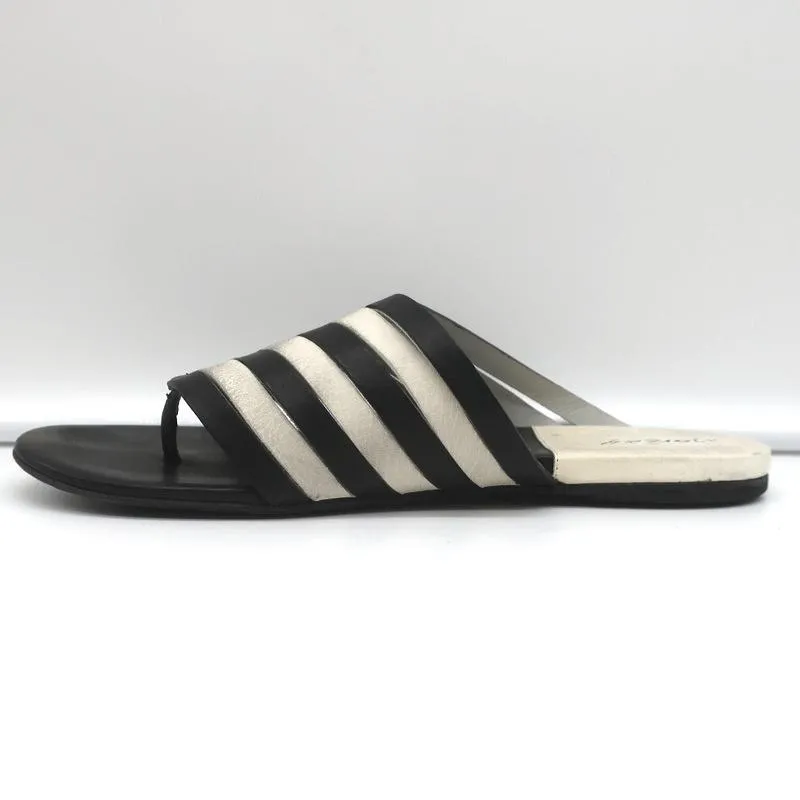 Marsell Strappy Slide Sandals Zeppella Black & White Leather Size 37.5