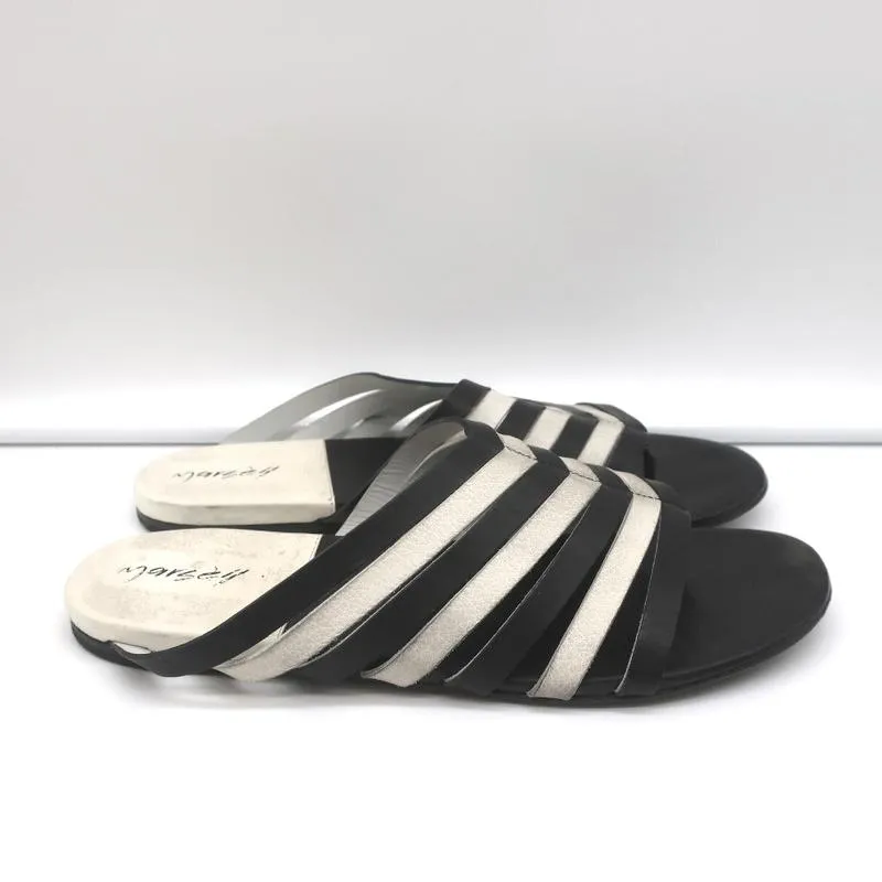 Marsell Strappy Slide Sandals Zeppella Black & White Leather Size 37.5