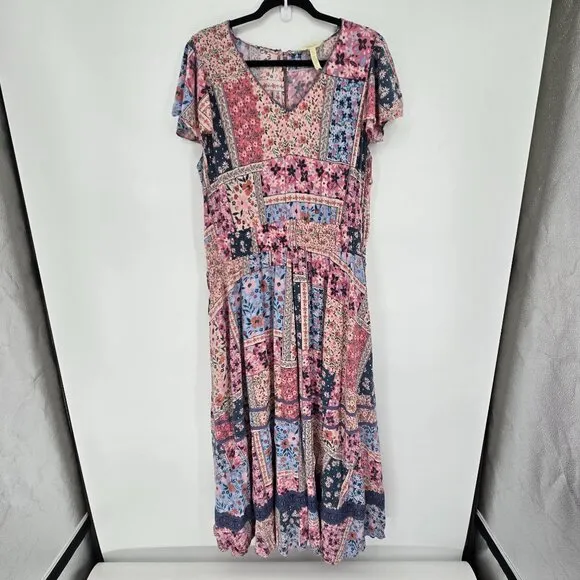 Matilda jane The wildlife maxi dress womens XXL boho prairie floral pink blue