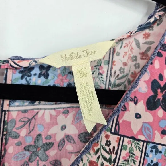 Matilda jane The wildlife maxi dress womens XXL boho prairie floral pink blue