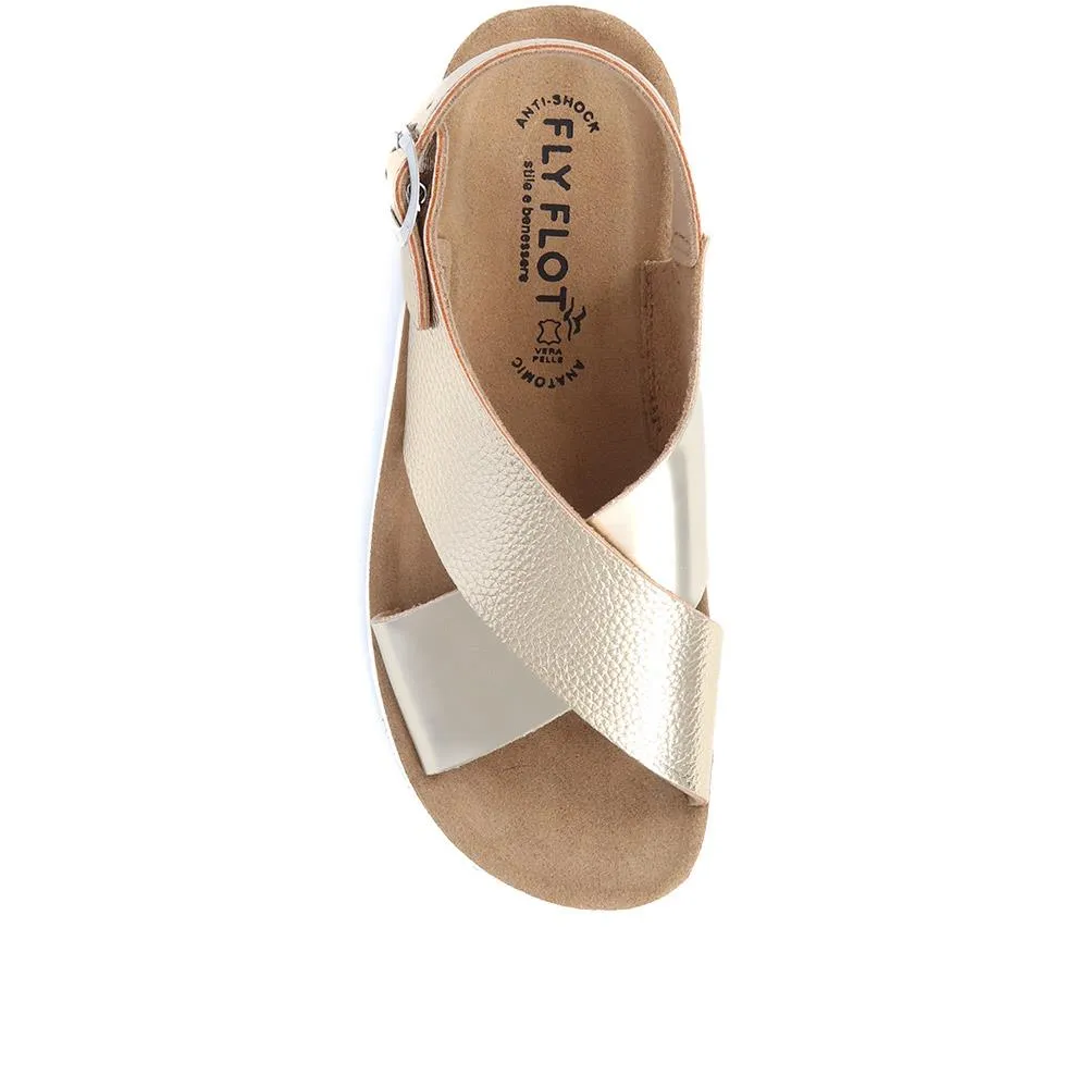 Metallic Cross Strap Sandals - FLY39011 / 324 758