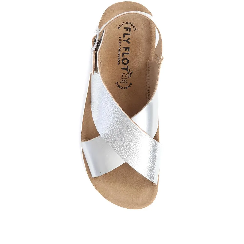 Metallic Cross Strap Sandals - FLY39011 / 324 758