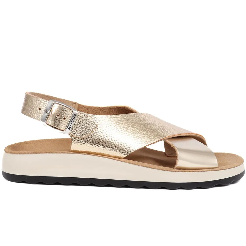 Metallic Cross Strap Sandals - FLY39011 / 324 758