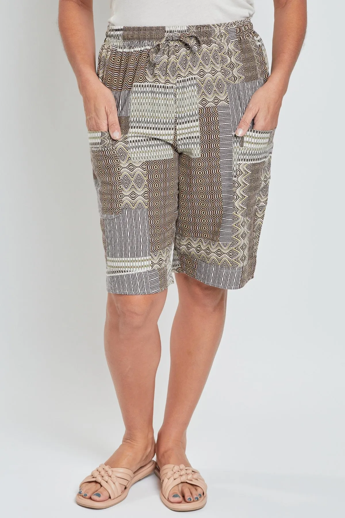 Missy Elastic Waist Bermuda With Big Patch Pocketspack Of 6
