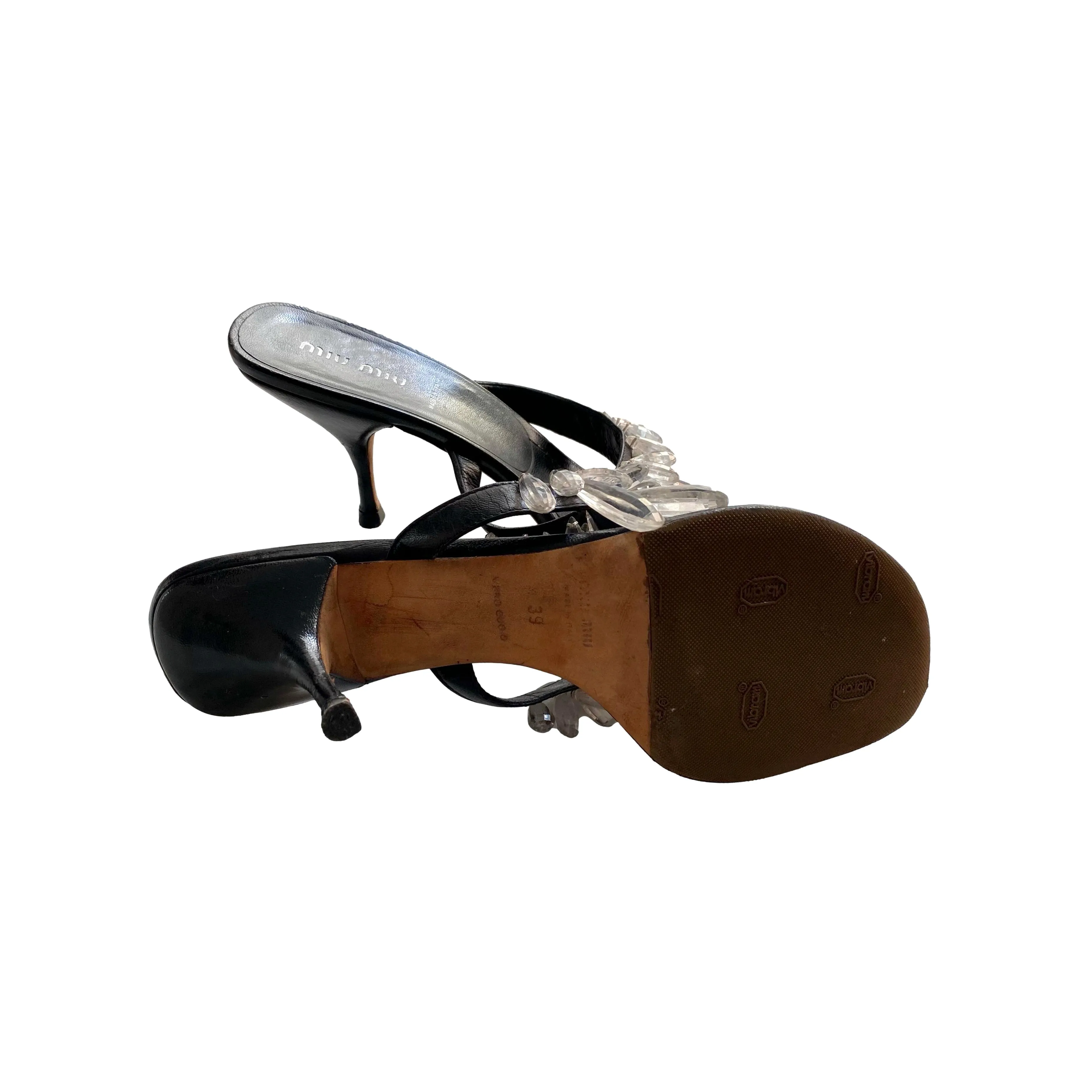 Miu Miu Black Crystal Drop Heels