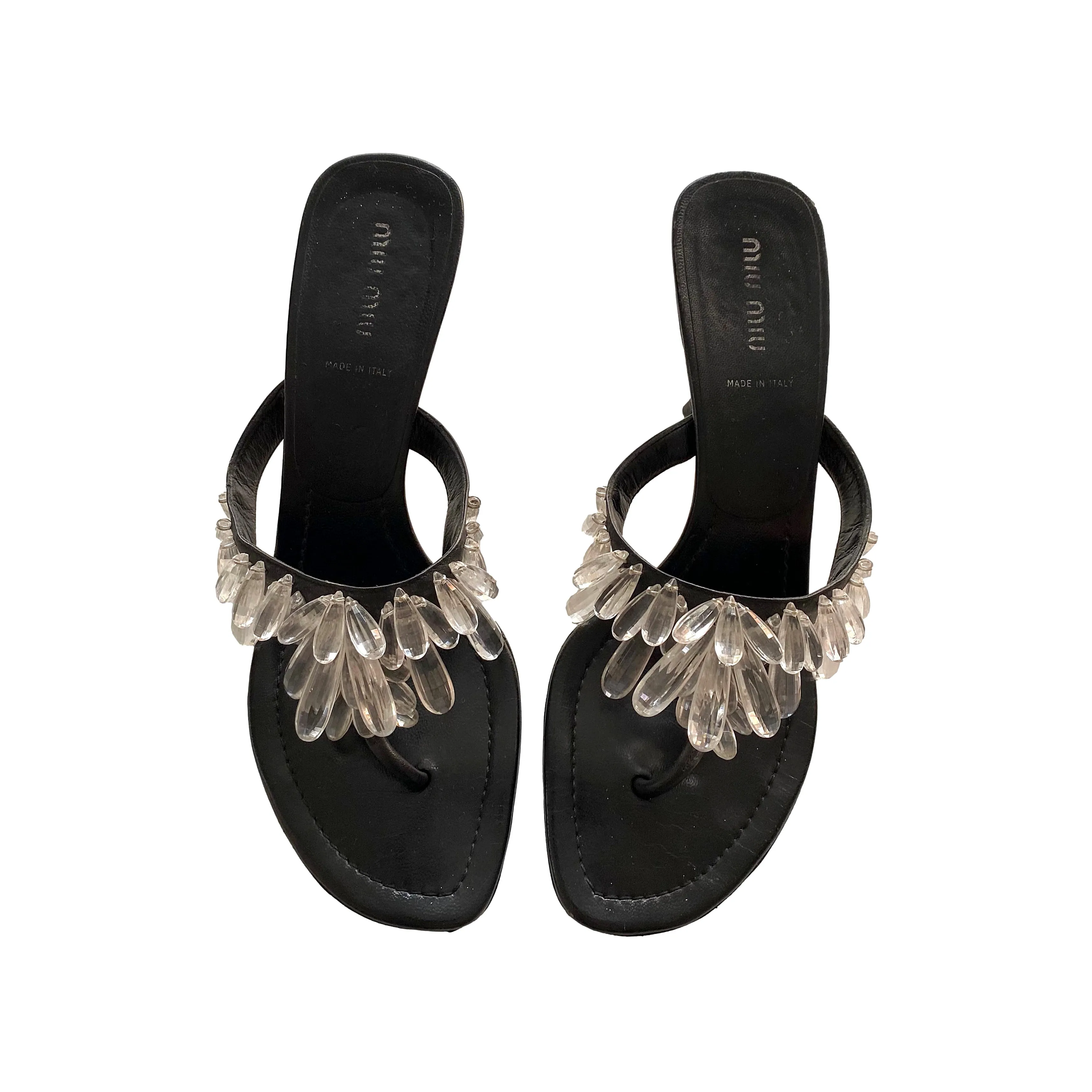 Miu Miu Black Crystal Drop Heels