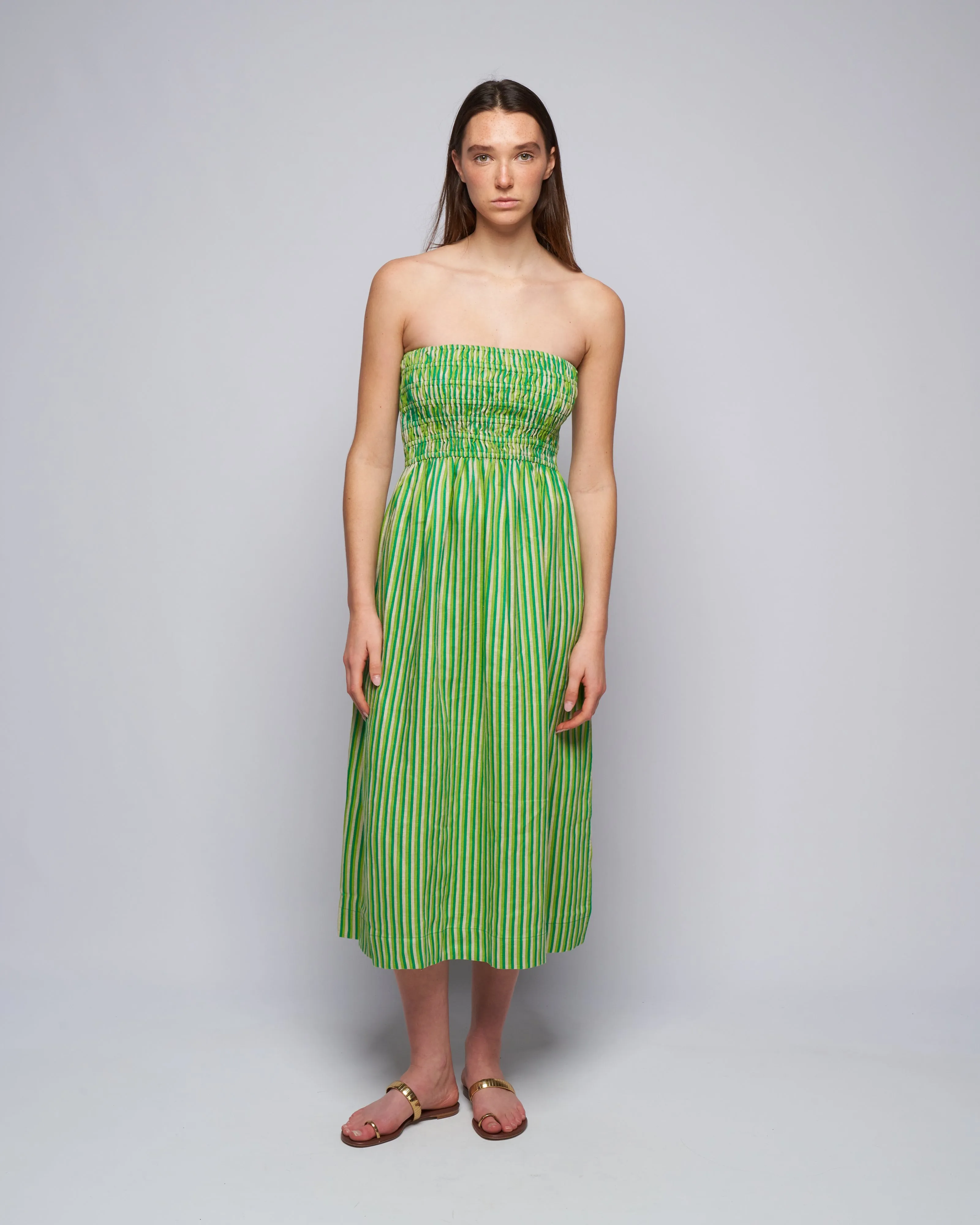musee midi dress - bau-bau stripe print