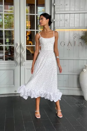 NEW Biekopu Women Summer Floral Midi Dress, Spaghetti Strap Sleeveless Cami Backless Bubble Hem A-line Dress, Sz S