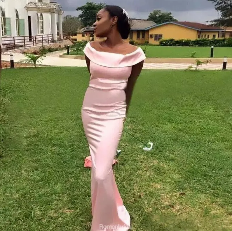 New Fashion Off-shoulder Pink Cheap Mermaid Simple Bridesmaid Dresses, BD0454
