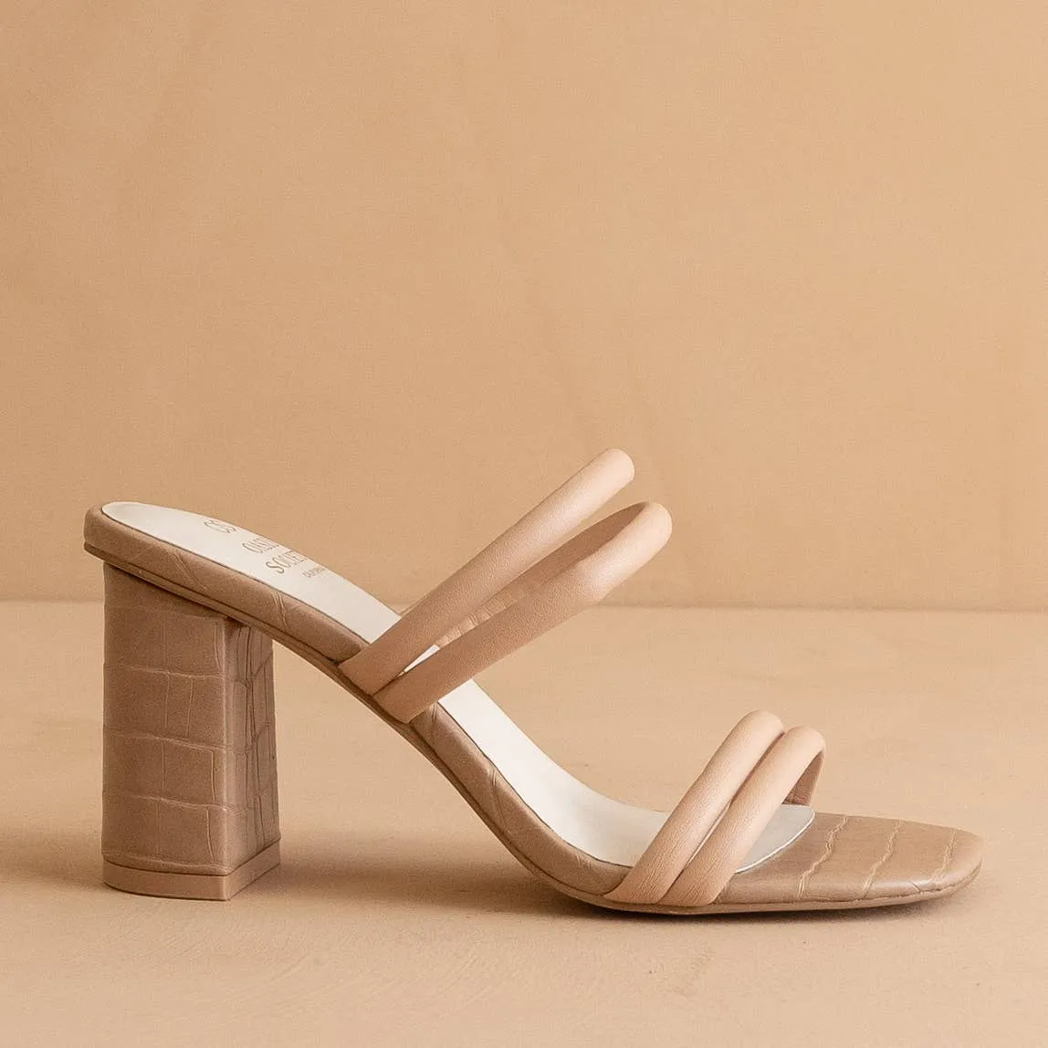 Oasis Society - The Angela Nude | Strappy Aligator Block Heel