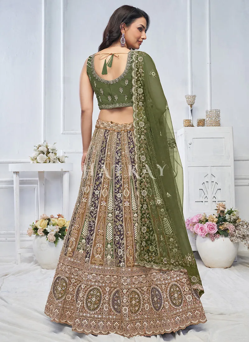 Olive Green Bridal Lehenga Choli