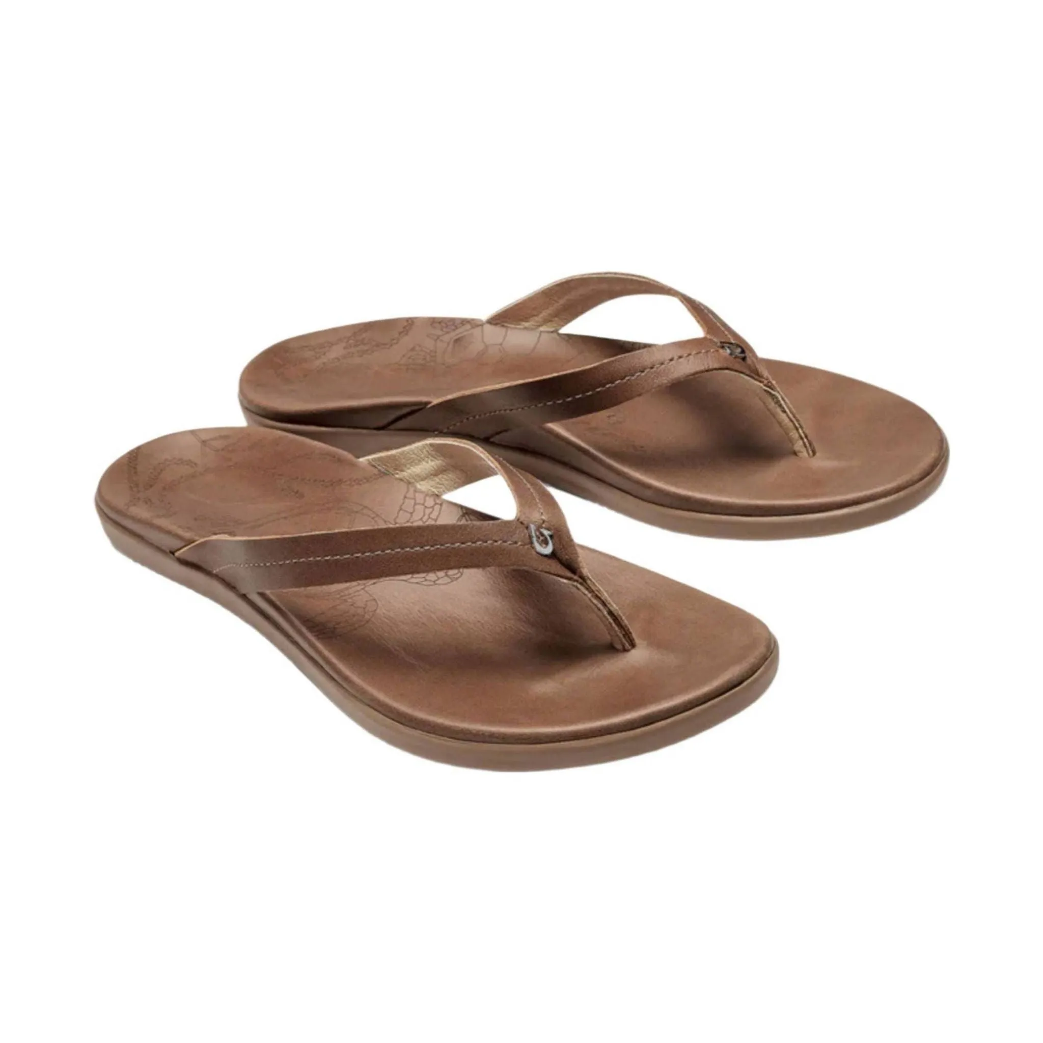 OluKai Women's Honu Leather Beach Sandals - Tan