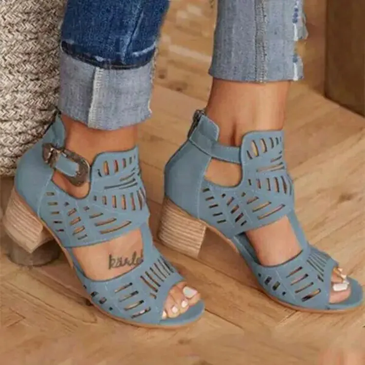 Open Toe Block Heels Sandals
