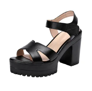 Open Toe Chunky Heel Sandals QNML12
