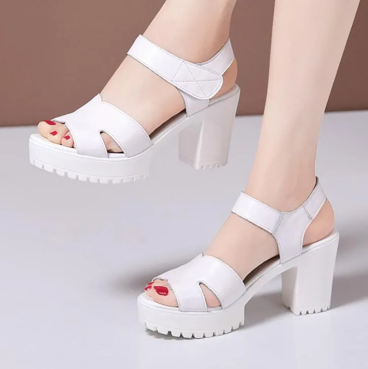 Open Toe Chunky Heel Sandals QNML12
