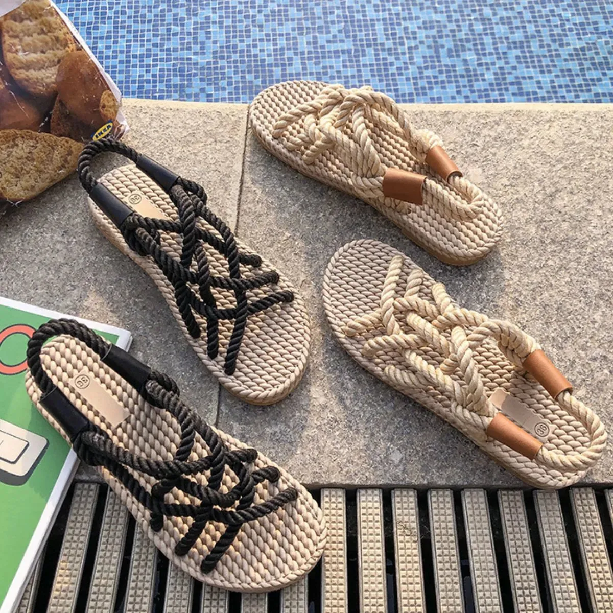 Open Toe Flats Sandals