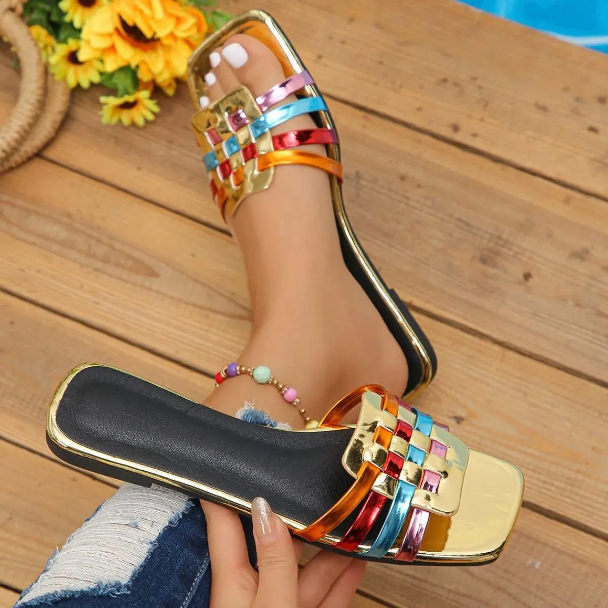 Open Toe Flats Sandals