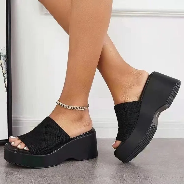 Open Toe Platform Cloth Sandals
