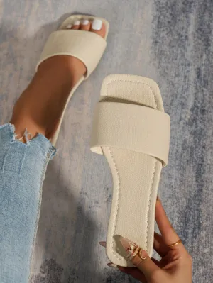Open Toe Slip-On Flat Slipperss