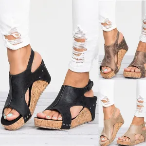 Open-Toe Wedge Sandals