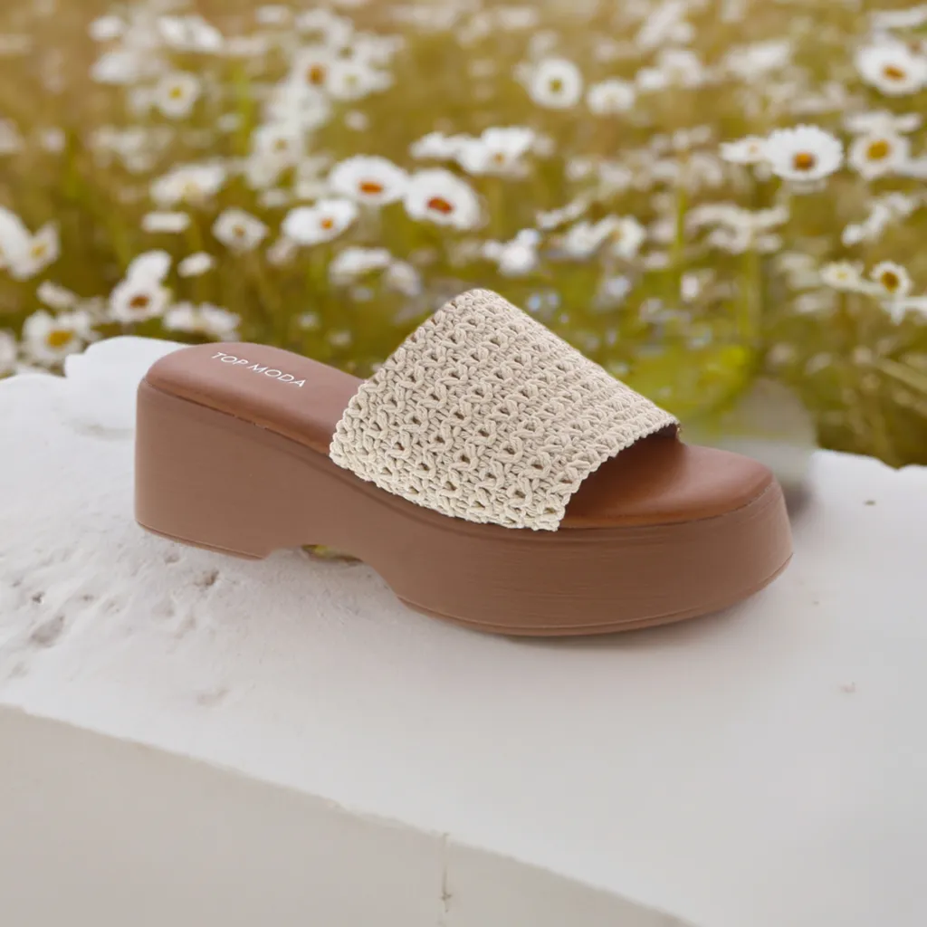 ORCHID-1 Beige Woven Crochet Vamp